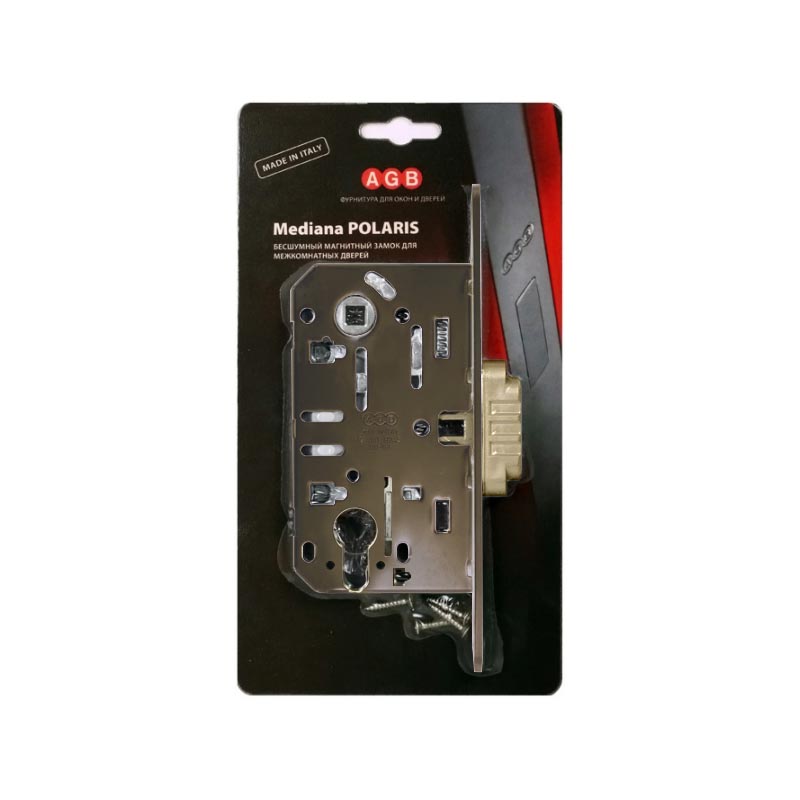 Корпус замка AGB (АГБ) магнитный под цилиндр MEDIANA POLARIS B06103.50.12.567 с ответной планк B02402.05 - Античная бронза
